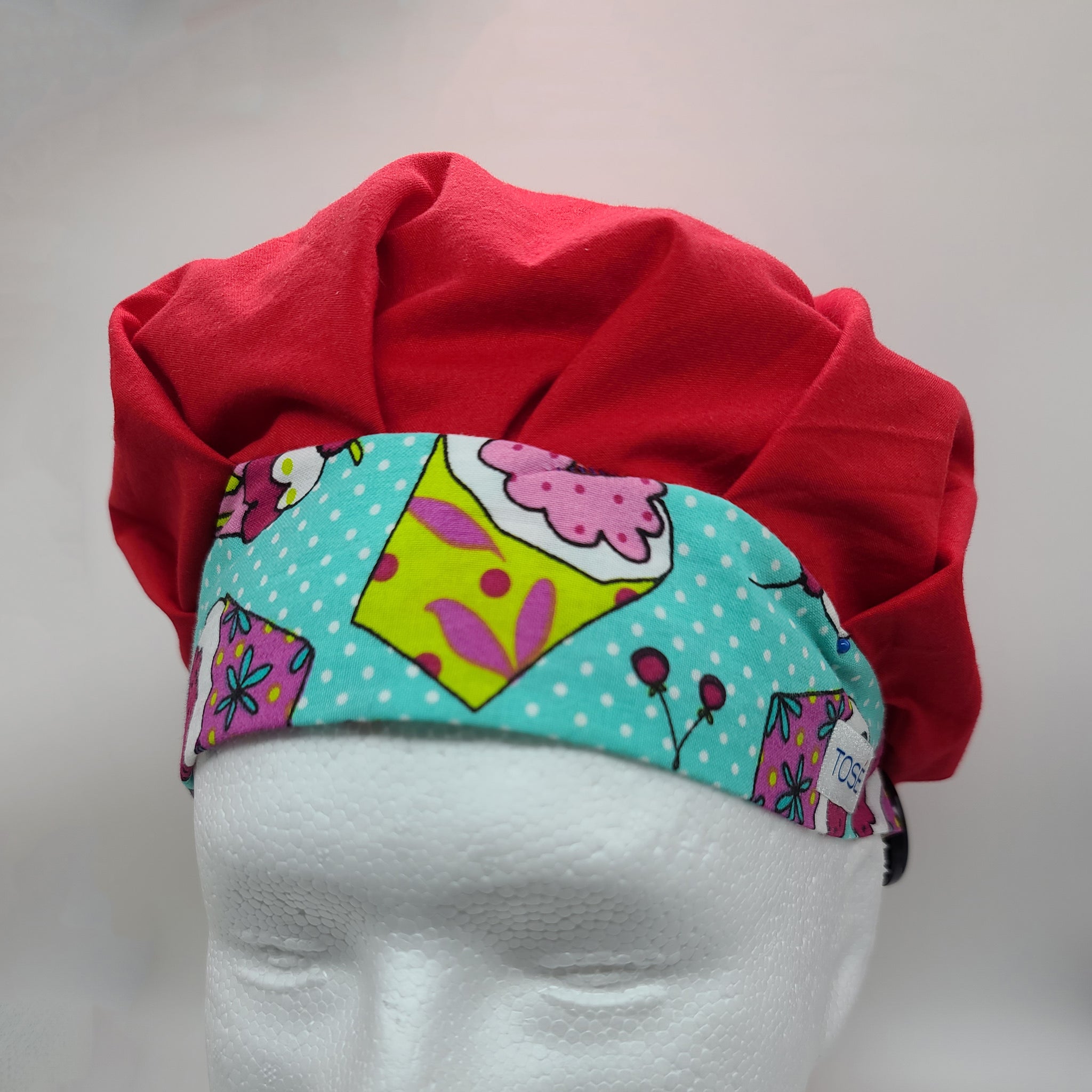 Sweet Cupcakes (Red) Bouffant Scrub Bonnet