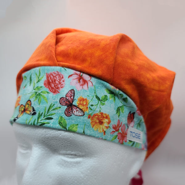 Butterflies (Tie-Dye Orange) Bouffant Scrub Bonnet