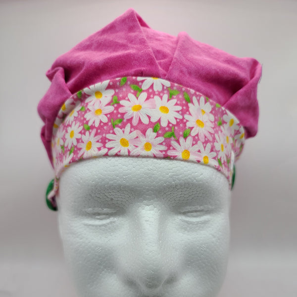 Daisy Deluxe (Tie-Dye Pink) Bouffant Scrub Bonnet