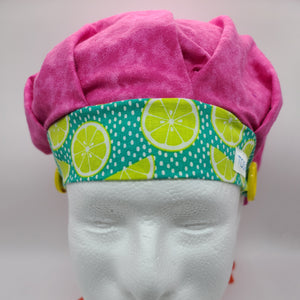 Lots of Limes (Tie-Dye Pink) Bouffant Scrub Bonnet