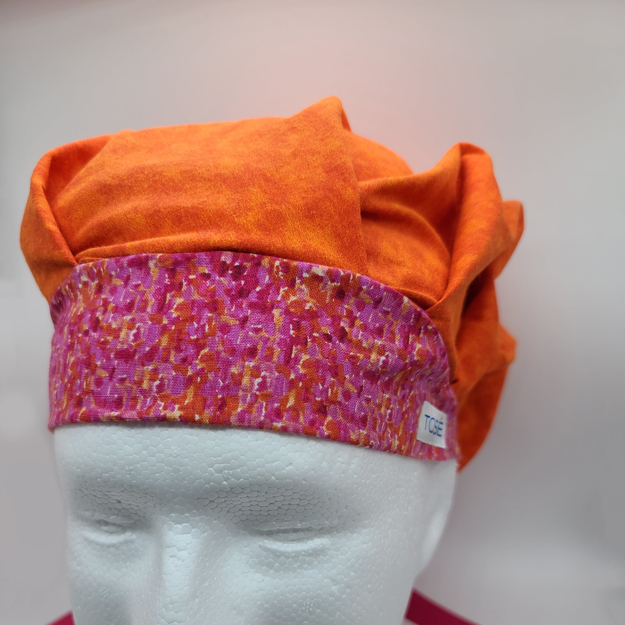 Pink & Orange Speckles (Tie-Dye Orange) Bouffant Scrub Bonnet