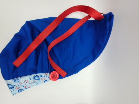 Blue & Red Flowers (Flowers) Bouffant Scrub Bonnet