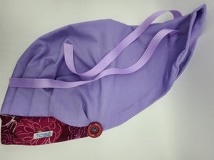 Burgundy & Pink Flowers (Lavender) Bouffant Scrub Bonnet