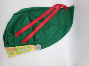 Red & Green Circles (Green) Bouffant Scrub Bonnet