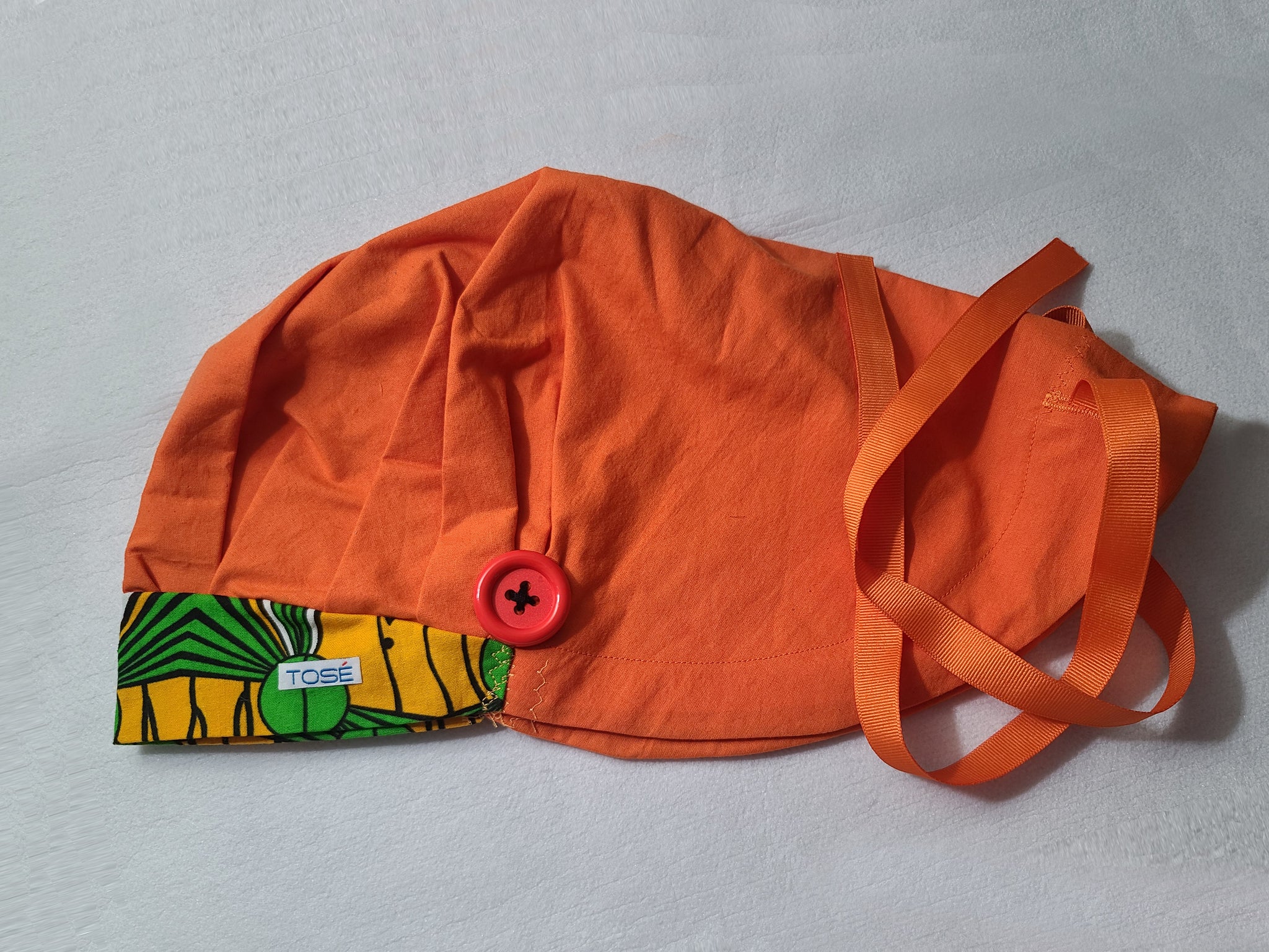 Afro-Green (Orange) Bouffant Scrub Bonnet